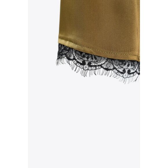 ZARA SATIN BERMUDA SHORTS WITH LACE TRIM - Picture 5 of 5